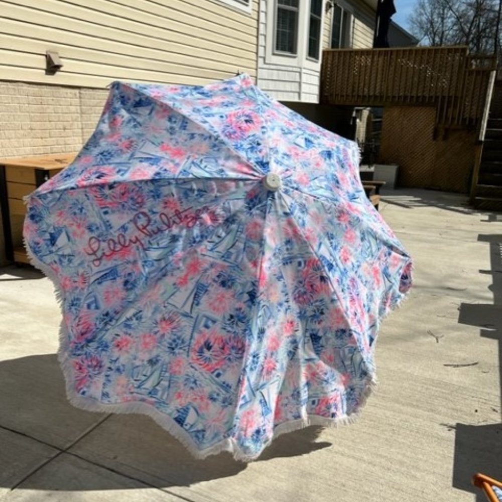 Lilly Pulitzer Wooden Beach Umbrella